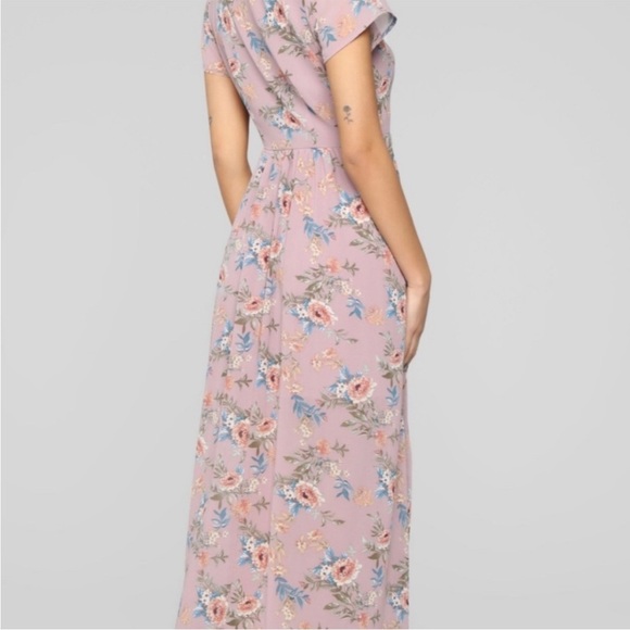 Active USA Floral Wrap Maxi Dress Purple Large - Picture 3 of 12